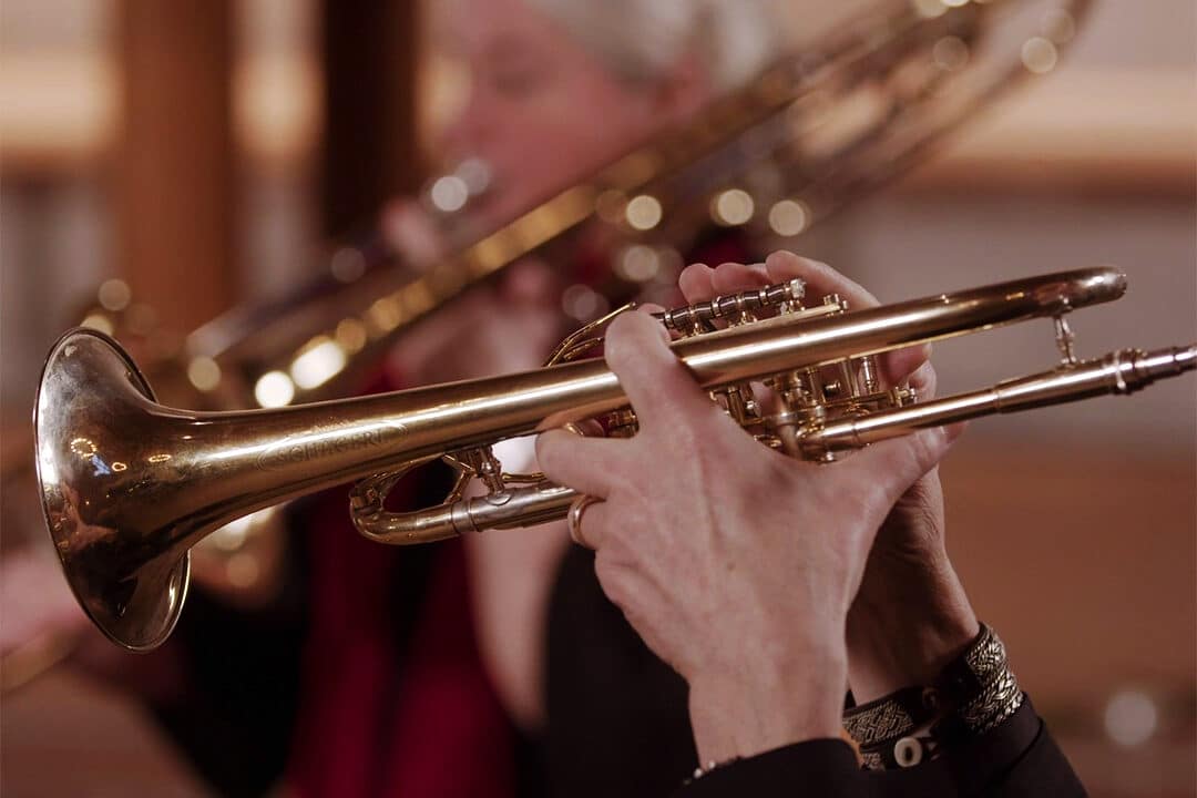 Linnékvintetten, närbild på trumpet